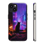 Lo-Fi Cat Neon Rain Window Vaporwave Art Tough Phone Case