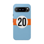 Copy of Blue Orange Number 20 Retro Racing Stripe Tough Phone Case Cover