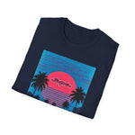 1994 Supra MK4 Cyan Magenta Retrowave Beach Sunset T-Shirt JDM Fan Gift