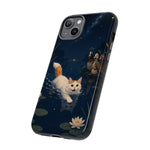 Turkish Van Swimming Cat Tough Case | Whimsical Night Pond, Lily Pads, Ducks