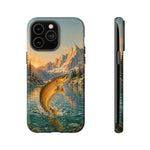 Leaping Golden Trout Lake Scene phone case | Tough Cover