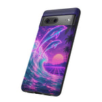 Neon Dolphin Ocean Vaporwave Art Tough Phone Case