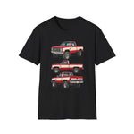 1982 Chevy K10 Silverado Red Pickup T-Shirt | Trio Truck Illustration
