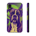 Boxer Halftone Portrait Tough Phone Case - Green and Violet