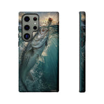 Striped Bass Phone Case, Sunset Topwater Strike Cover for Anglers