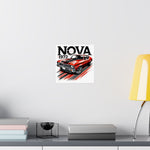 1972 Chevy Nova Poster Classic Muscle Car SS 72 Red Black Retro Wall Art