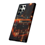 Orange Cuda Phone Case, Rainy City Night Muscle Car Tough Cover