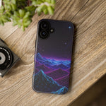 Retro Neon Mountains Phone Case | Vaporwave Galaxy Landscape