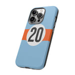 Copy of Blue Orange Number 20 Retro Racing Stripe Tough Phone Case Cover