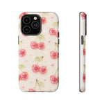 Pink Cherry Pattern Phone Case | Cute Retro Fruit Design