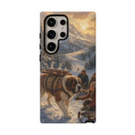 Saint Bernard Winter Rescue phone case | snowy mountain dog scene