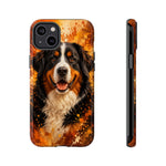 Bernese Mountain Dog Portrait Tough Phone Case - Warm Paint Splatter