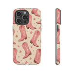 Pink Cowboy Boots phone case | Western pattern | Pastel stars