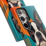 Boston Terrier Pop-Art Portrait Tough Phone Case - Teal Orange
