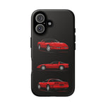 C4 Corvette Art Phone Case Red, Three-View Vector Cover, Gift
