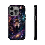 Cosmic Wolf Phone Case, Galaxy Nebula Portrait Tough Cover, Gift