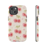 Pink Cherry Pattern Phone Case | Cute Retro Fruit Design