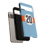 Copy of Blue Orange Number 20 Retro Racing Stripe Tough Phone Case Cover