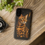 Bengal Cat Geometric Portrait Tough Phone Case - Gold Black Poly