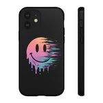 Melting Glitch Smiley Face Phone Case Trippy Tough Case