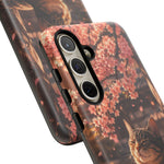 Cherry Blossom Cat Phone Case, Painterly Spring Art Cover