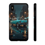 Vintage Teal 1957 Bel Air Classic Car Tough Case | Retro Rainy City Phone Cover