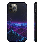 Retro Neon Mountains Phone Case | Vaporwave Galaxy Landscape