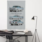 1959 Impala Convertible Silver Banner 34x56 Garage Man Cave Wall Decor Gift