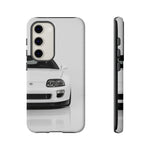 White MK4 Supra Phone Case, Retro 90s JDM Tough Cover for Car Enthusiasts