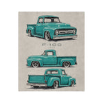 Teal Vintage 1956 F100 Truck Blanket | Microfiber Velveteen Throw
