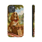 Cocker Spaniel Picnic Scene phone case | vintage dog art