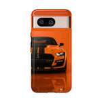 Orange Mustang Art Phone Case, GT500 American Muscle Car Tough Cover for Male