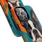Boston Terrier Pop-Art Portrait Tough Phone Case - Teal Orange
