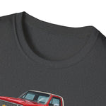 1982 Chevy K10 Silverado Red Pickup T-Shirt | Trio Truck Illustration