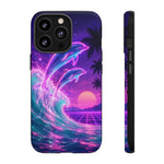 Neon Dolphin Ocean Vaporwave Art Tough Phone Case
