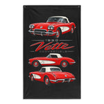 1960 Corvette Convertible Red Banner 34x56 Garage Man Cave Wall Decor Gift