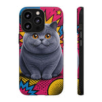 British Shorthair Round Pop Art Tough Phone Case