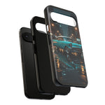 Vintage Teal 1957 Bel Air Classic Car Tough Case | Retro Rainy City Phone Cover