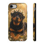 Rottweiler with Daisy Crown phone case | Tough Cases