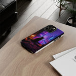 Lo-Fi Cat Neon Rain Window Vaporwave Art Tough Phone Case