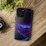 Retro Neon Mountains Phone Case | Vaporwave Galaxy Landscape
