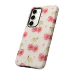 Pink Cherry Pattern Phone Case | Cute Retro Fruit Design