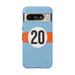 Copy of Blue Orange Number 20 Retro Racing Stripe Tough Phone Case Cover