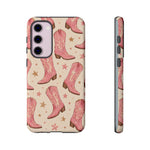 Pink Cowboy Boots phone case | Western pattern | Pastel stars