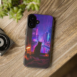 Lo-Fi Cat Neon Rain Window Vaporwave Art Tough Phone Case