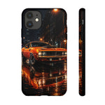 Orange Cuda Phone Case, Rainy City Night Muscle Car Tough Cover