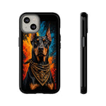 Doberman Bandana Portrait Tough Phone Case - Color Splash