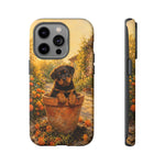Rottweiler Puppy in Flower Pot Tough Case | Floral Dog Phone Cover