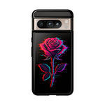 Glitch Rose Neon Phone Case Vaporwave Tough Cover