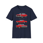 Red 1965 GTO Car Illustration T-Shirt | Classic Muscle Car Trio Tee